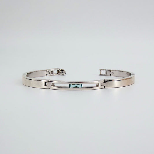 Accurist Sterling Silver Link Panel Bracelet with Blue Stone Birmingham Hallmark - image 1