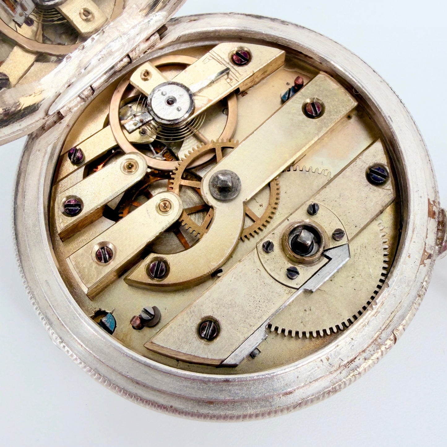 Antique Swiss Key Wound Pocket Watch – Silver Plated Case – Working