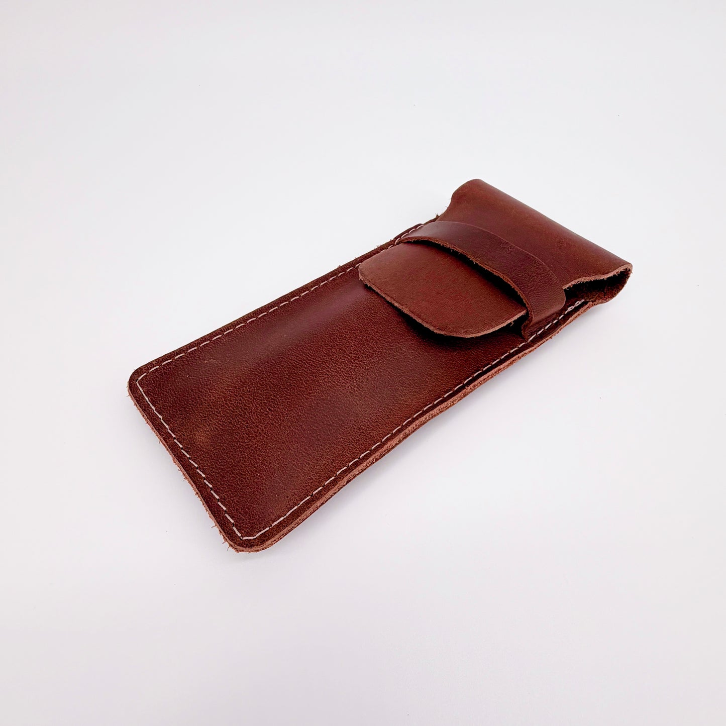 Handmade Genuine Leather Watch Sleeve / Pen Case – Medium Brown Travel Pouch