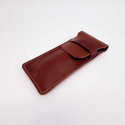 Handmade Genuine Leather Watch Sleeve / Pen Case – Medium Brown Travel Pouch