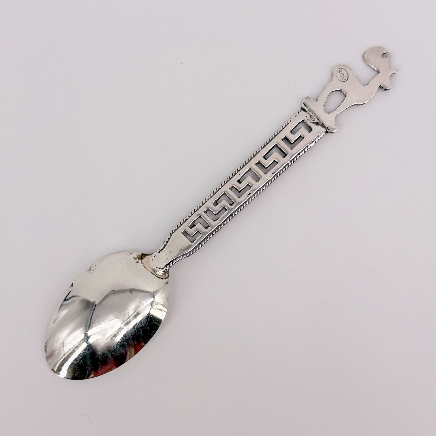 Rhodes Silver Souvenir Tea Spoon – Stamped 800 Silver, Greek Deer Motif - image 3