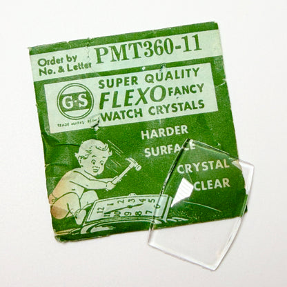 Tonneau / Barrel (PMT Series) - Bottom Edge Curved (Both Sides) - G-S Flexo Acrylic Watch Crystals - Vintage New Old Stock