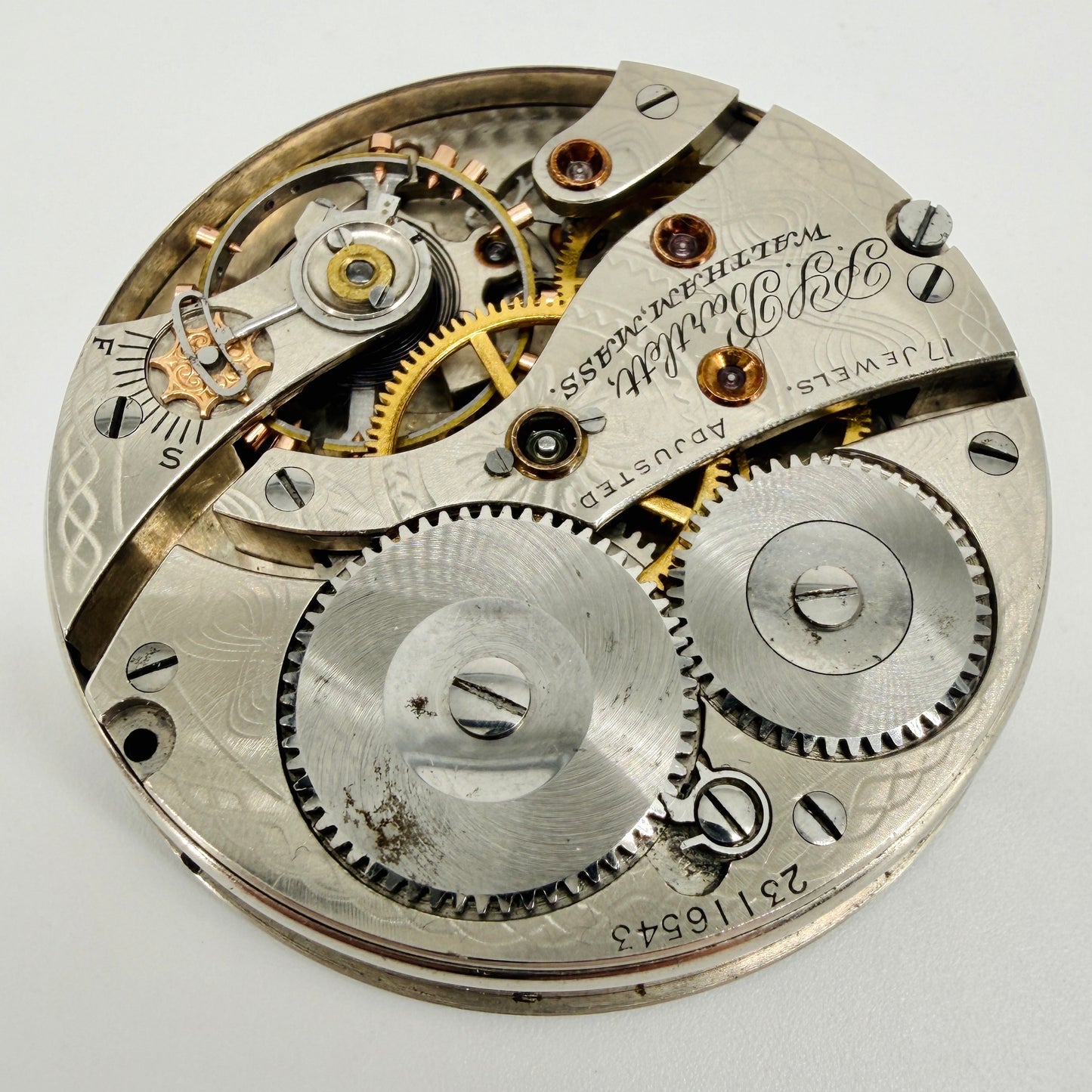 Antique Waltham P.S. Bartlett Pocket Watch Movement 16s c.1919 Spares or Repair