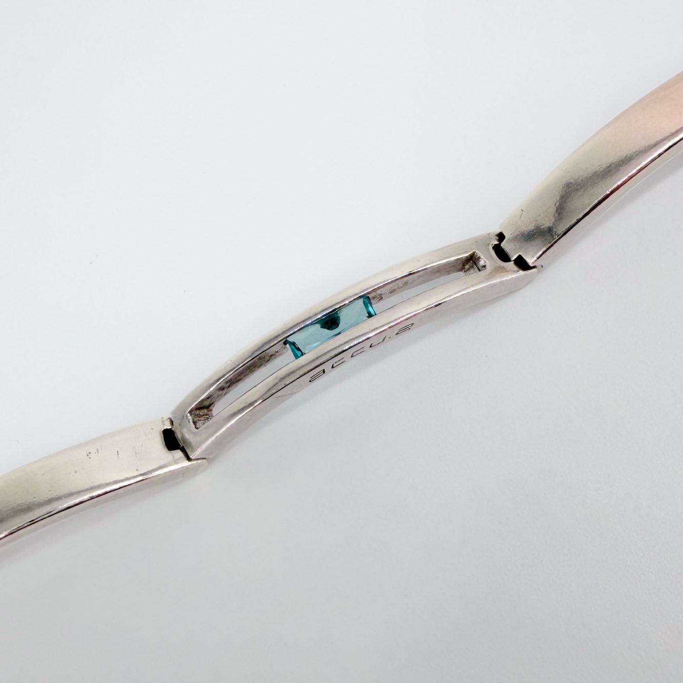 Accurist Sterling Silver Link Panel Bracelet with Blue Stone Birmingham Hallmark - image 10