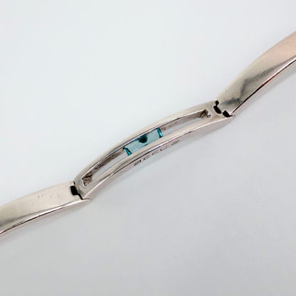 Accurist Sterling Silver Link Panel Bracelet with Blue Stone Birmingham Hallmark - image 10
