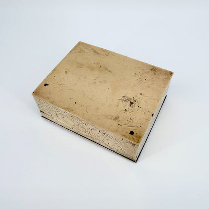 Antique Chinese Brass Box with Carved Stone Inlay and Wood Lining - image 7