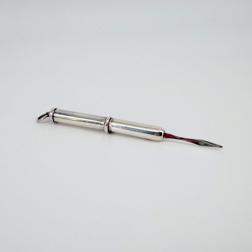 Sterling Silver Retractable Toothpick, Hallmarked London 2005