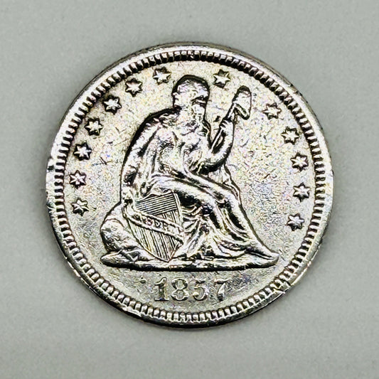 1857 Seated Liberty Quarter Dollar Silver Coin — United States — Antique US Silver Coin