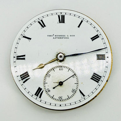 Antique Thomas Russell & Son Liverpool Pocket Watch Movement - Working - 42.9mm
