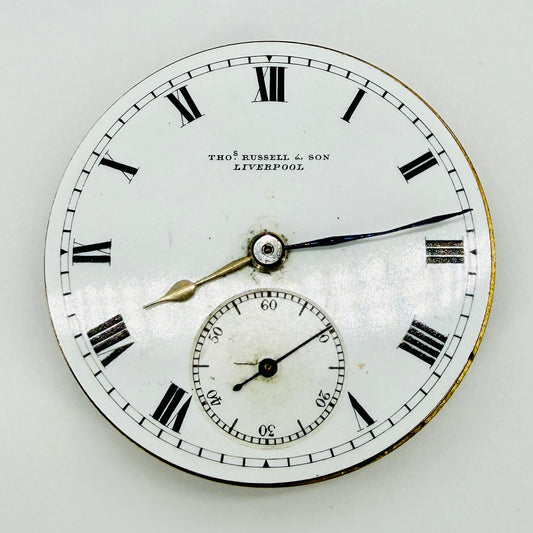 Antique Thomas Russell & Son Liverpool Pocket Watch Movement - Working - 42.9mm