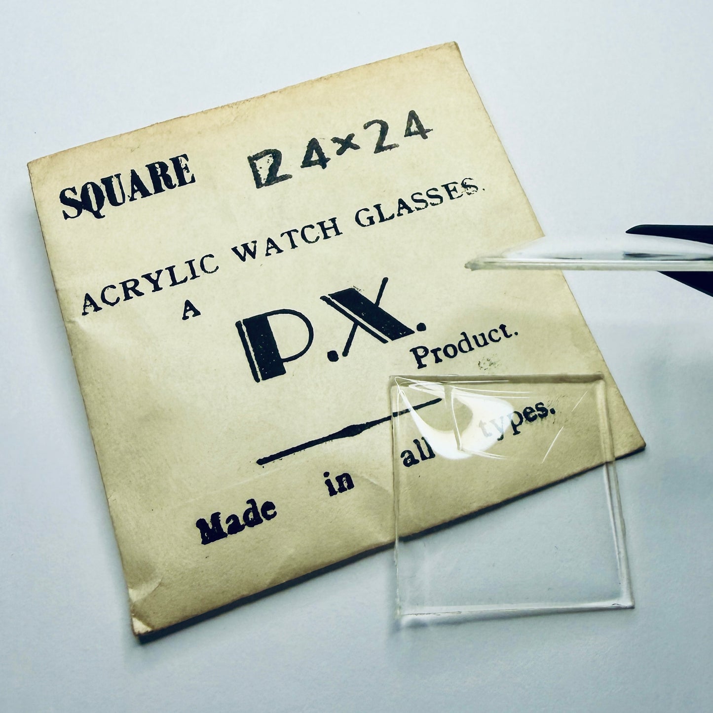 Square - Domed - P.X. Acrylic Watch Crystals - Vintage New Old Stock