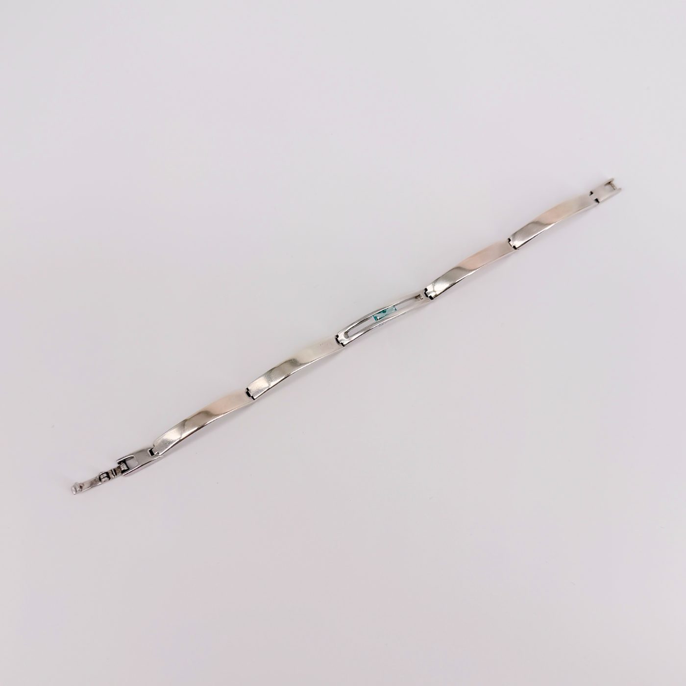 Accurist Sterling Silver Link Panel Bracelet with Blue Stone Birmingham Hallmark - image 9