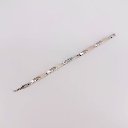 Accurist Sterling Silver Link Panel Bracelet with Blue Stone Birmingham Hallmark - image 9