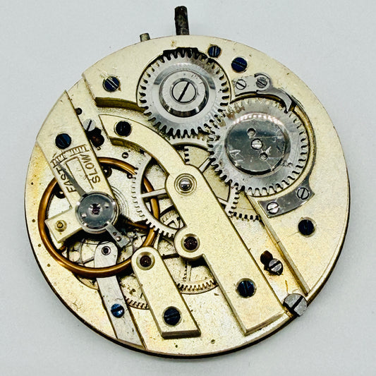 Antique Swiss Pocket Watch Movement Ornate Enamel Dial - Working - 33.4mm