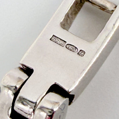 Accurist Sterling Silver Link Panel Bracelet with Blue Stone Birmingham Hallmark - image 7