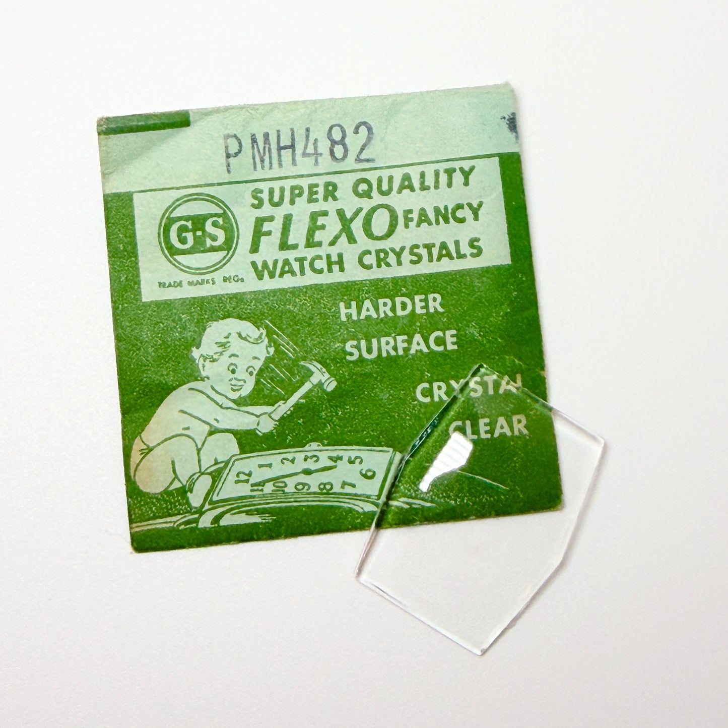 Hexagon - Bottom Edge Curved (Long Sides) - G-S Flexo Acrylic Watch Crystals - Vintage New Old Stock