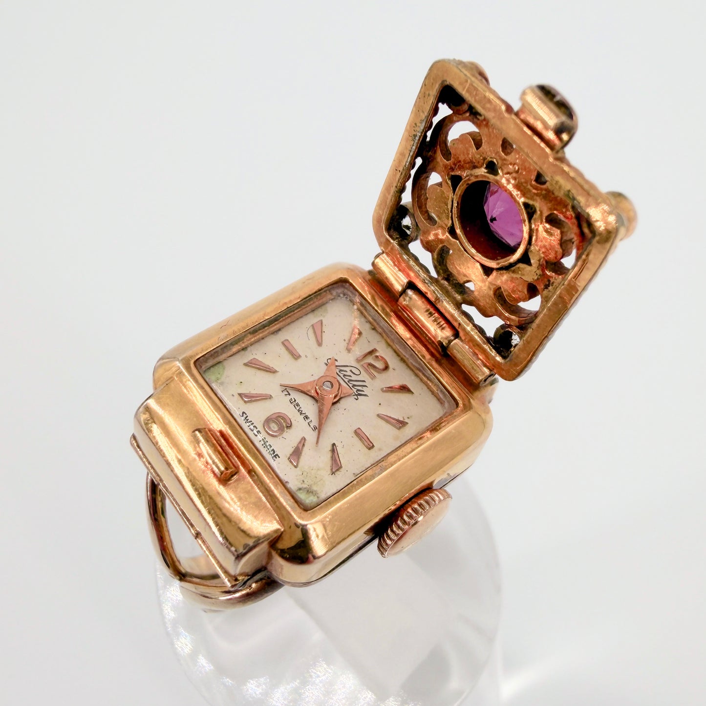 Vintage Sully Gold Plated Ring Watch – AS 976 – 17 Jewels – Working