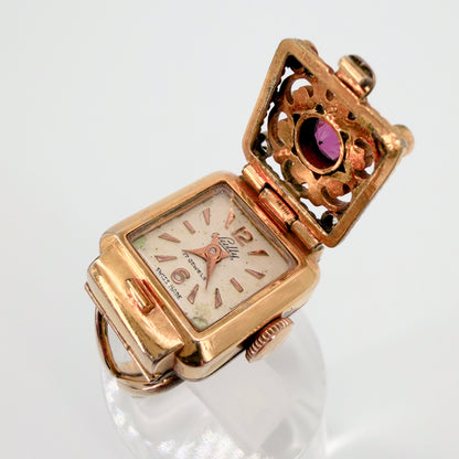Vintage Sully Gold Plated Ring Watch – AS 976 – 17 Jewels – Working