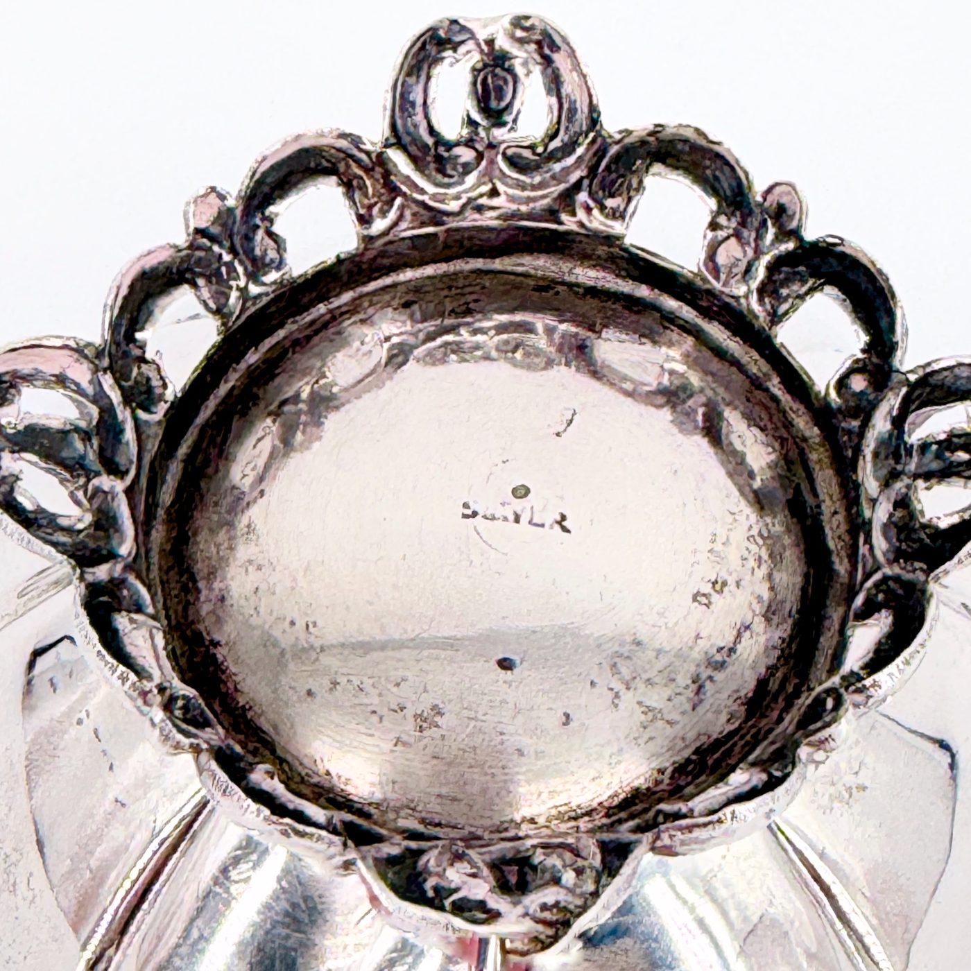 Antique Silver Bowl with Ornate Foot, Base Stamped Silver, 93mm - image 5
