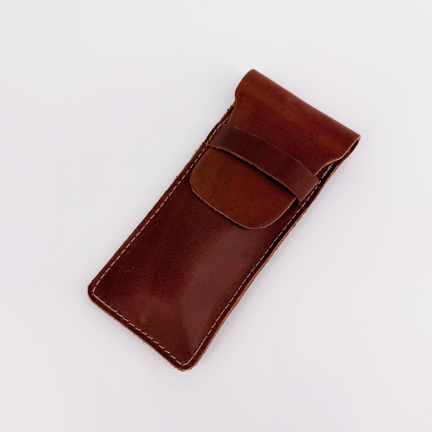Handmade Genuine Leather Watch Sleeve / Pen Case – Medium Brown Travel Pouch