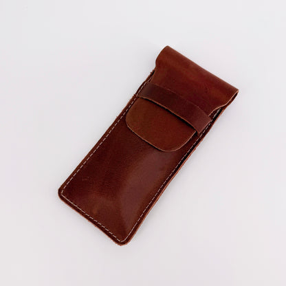 Handmade Genuine Leather Watch Sleeve / Pen Case – Medium Brown Travel Pouch