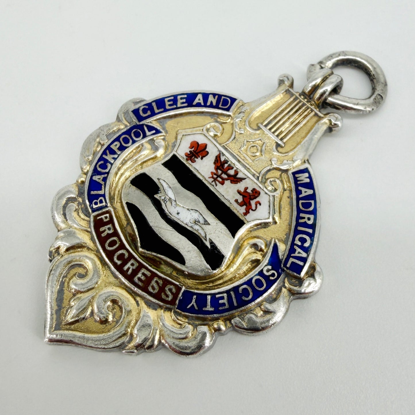 Antique Sterling Silver Enamel Fob Medal – Queen’s Hall Concert - 1906