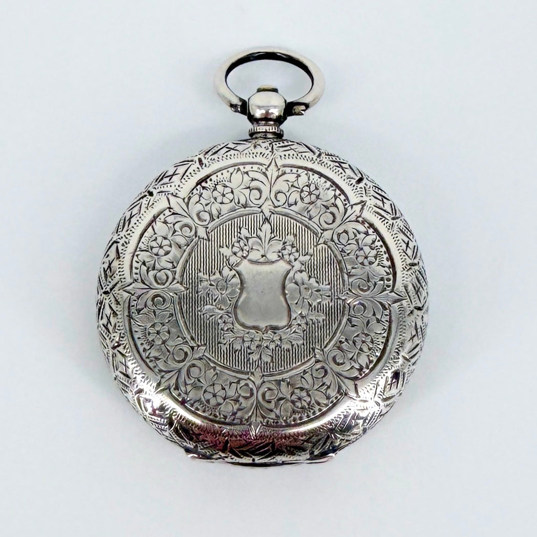 Antique Swiss 935 Silver Cased Pocket Watch - Working