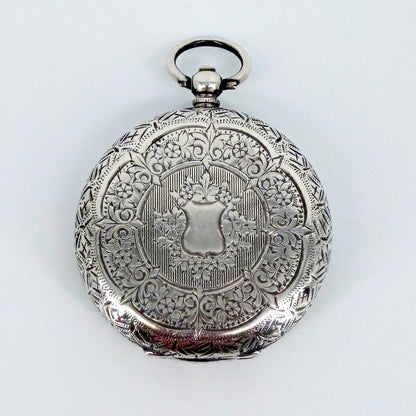 Antique Swiss 935 Silver Cased Pocket Watch - Working
