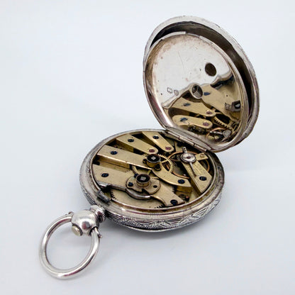 Antique Silver Pocket Watch - London 1883 Arthur Baume - Working