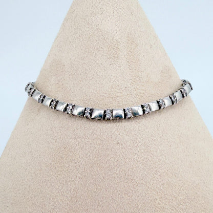 Vintage Silver and Clear Stone Bracelet, Hallmarked Sheffield - image 2