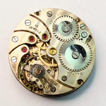 Stayte Swiss 15 Jewel Manual Wind Watch Movement (23.6mm, Runs, No Stem) - image 1