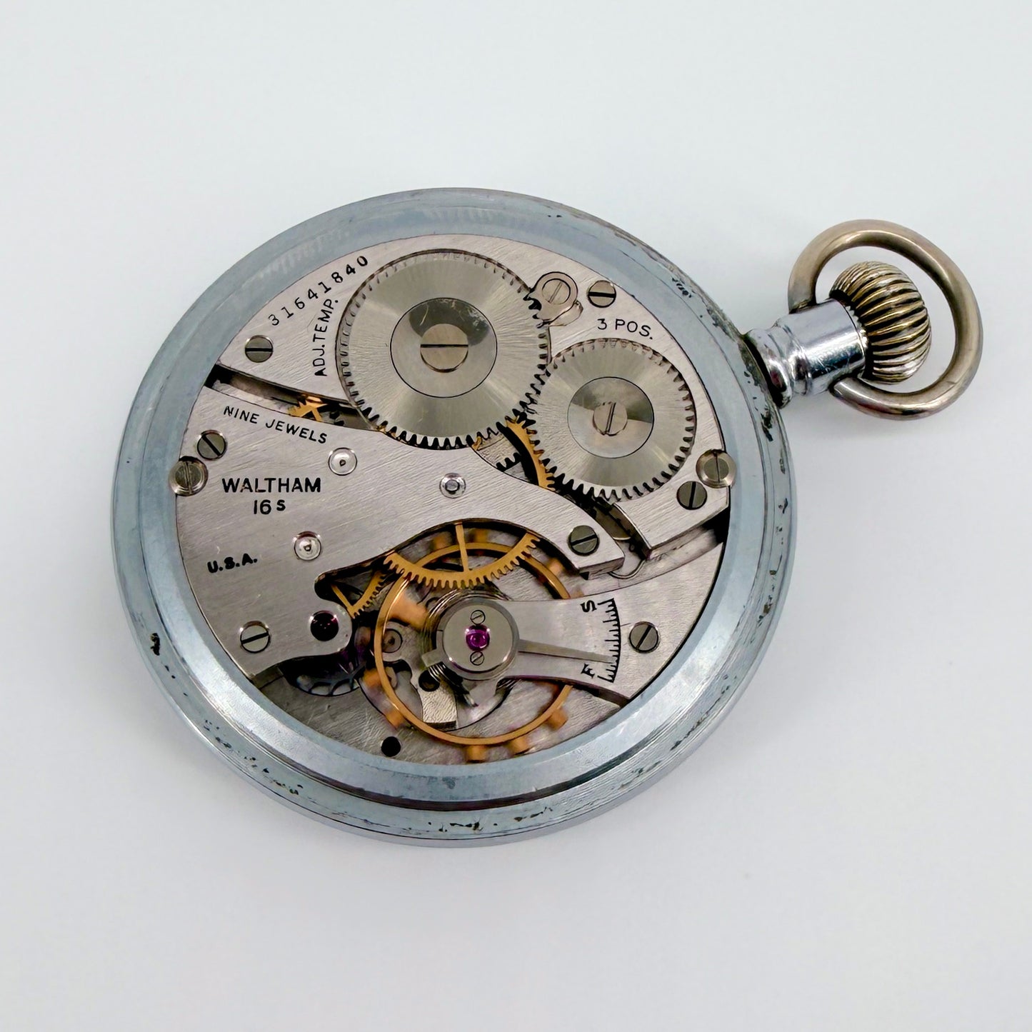 Waltham 16s Model 1908 Military Pocket Watch – c.1944, USA, 9Jewels, Adjusted