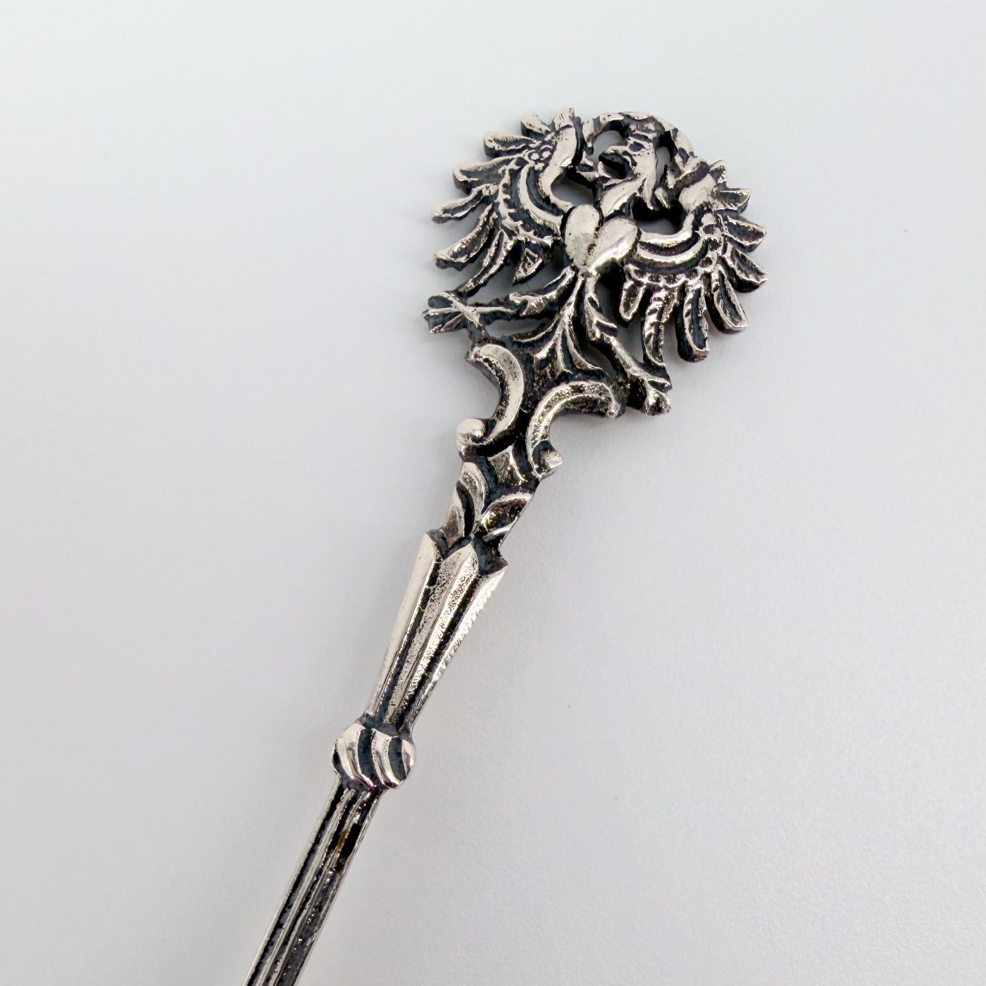 Austrian 835 Silver Tea Spoon, Linz Assay, Heraldic Eagle Finial, c.20th Century - image 5