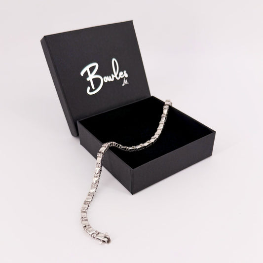 Vintage Silver and Clear Stone Bracelet, Hallmarked Sheffield - image 1