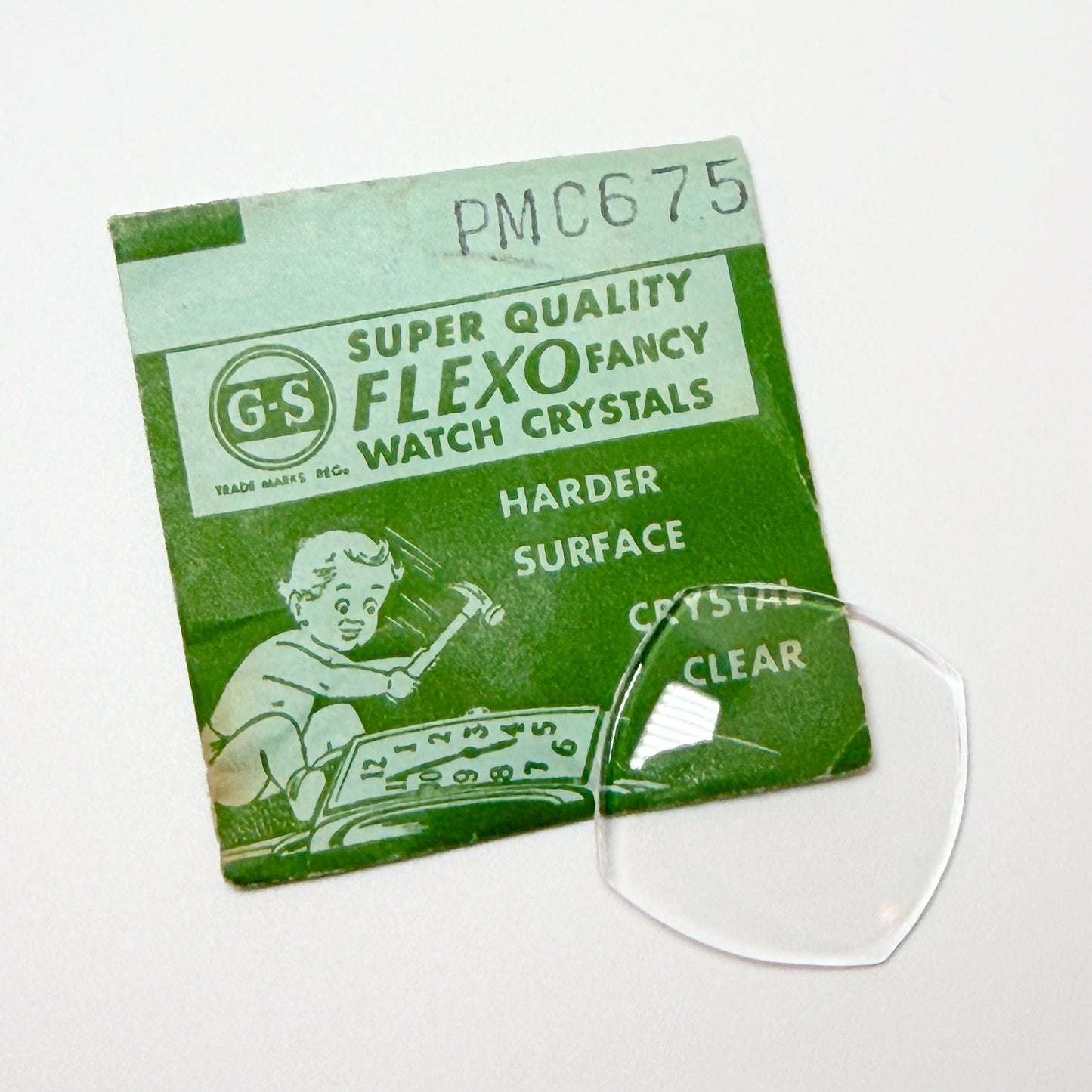 Curved Square - Bottom Edge Curved (Both Sides) - G-S Flexo Acrylic Watch Crystals - Vintage New Old Stock