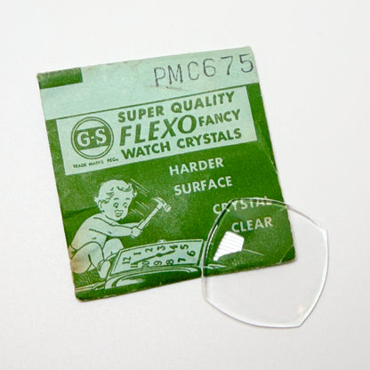 Curved Square - Bottom Edge Curved (Both Sides) - G-S Flexo Acrylic Watch Crystals - Vintage New Old Stock