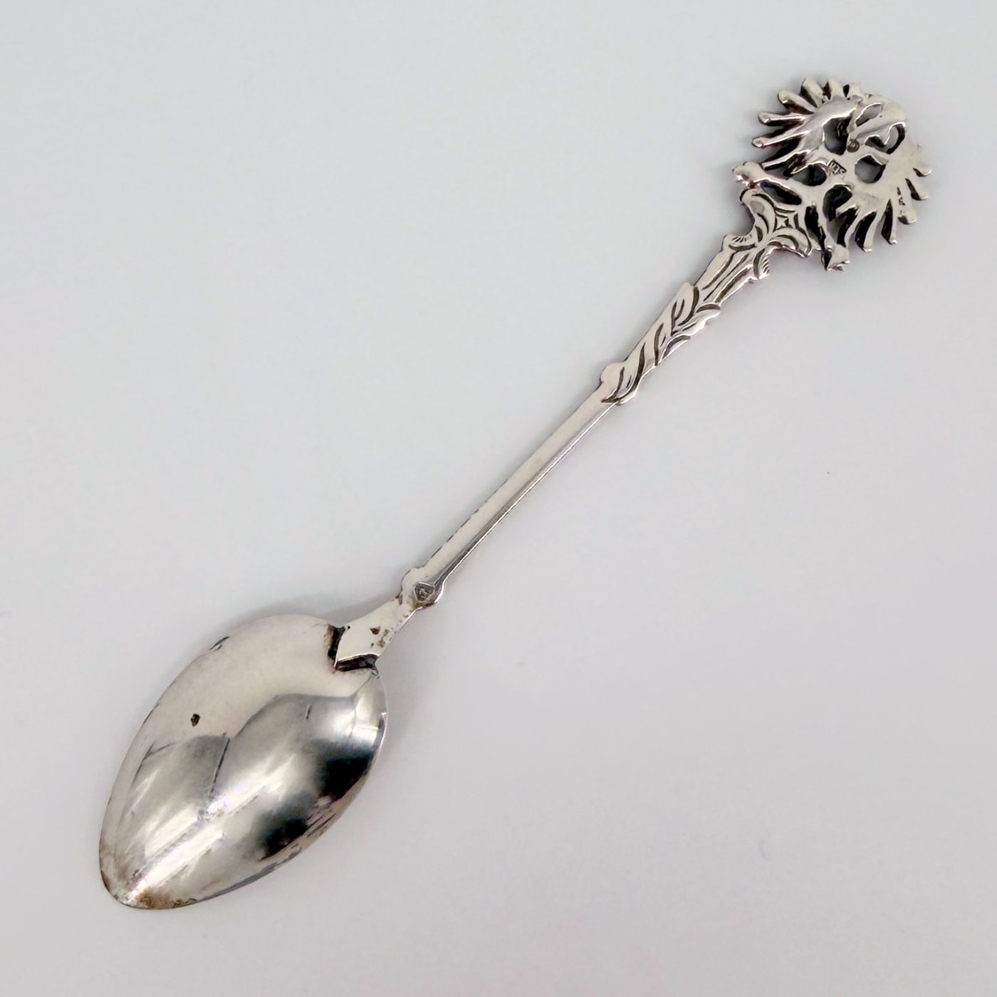 Austrian 835 Silver Tea Spoon, Linz Assay, Heraldic Eagle Finial, c.20th Century - image 3