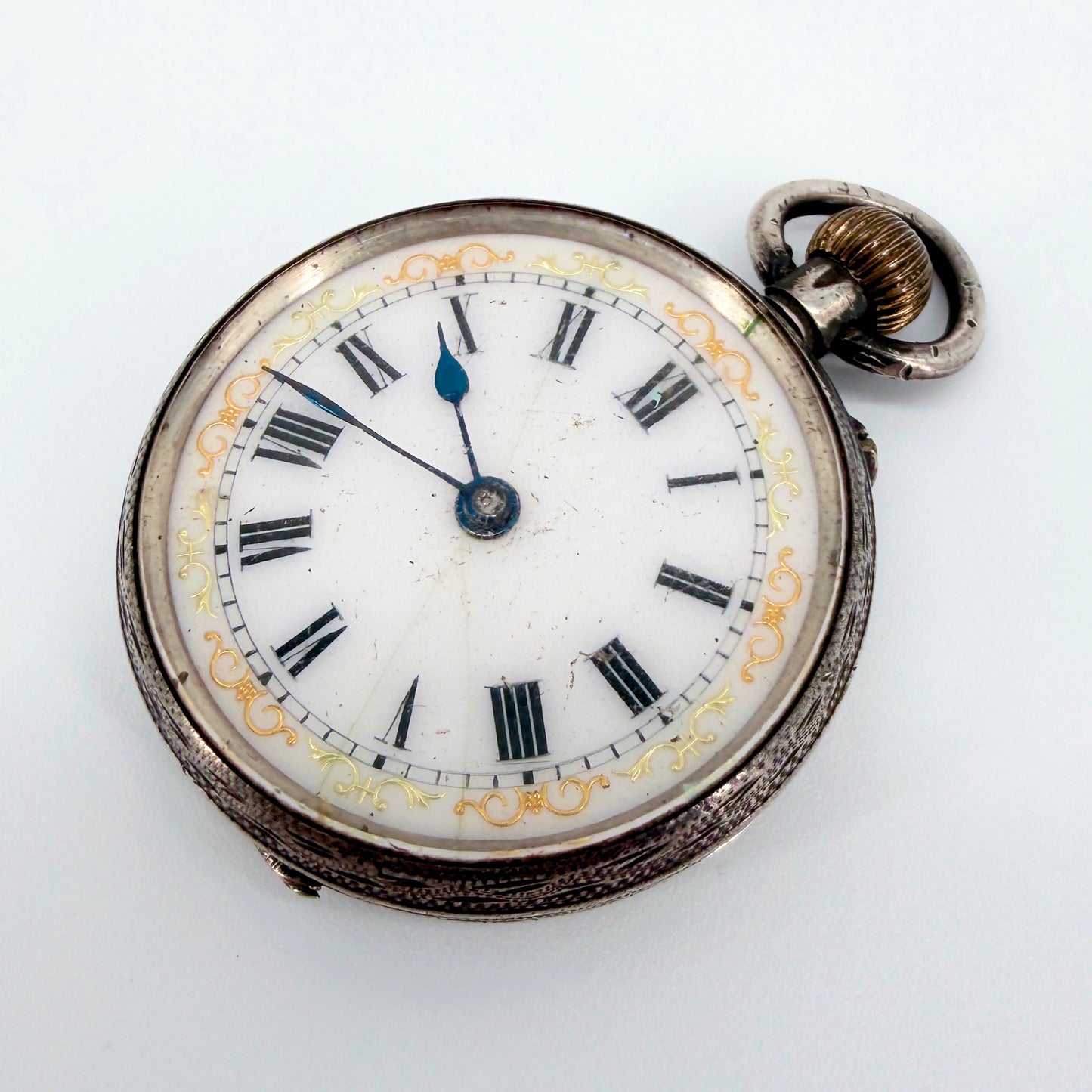 Antique Swiss 935 Silver Pocket Watch - Working Requires Repair