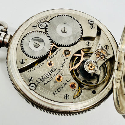 Antique Waltham "Royal" Pocket Watch - 1903 Movement - 1925 Silver Dennison Case - Working