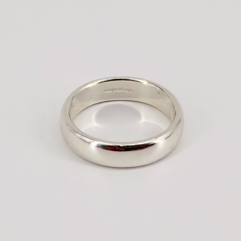 Sterling Silver Traditional D-Profile Wedding Ring, UK Hallmarks, Size R - image 7