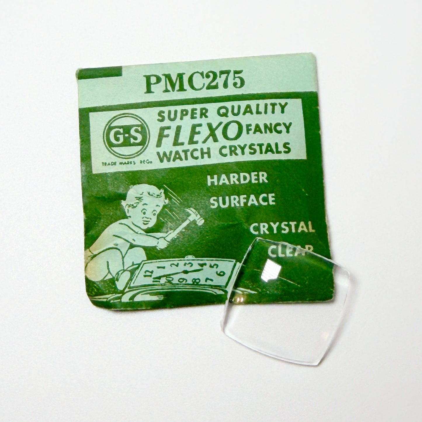 Curved Square - Bottom Edge Curved (Both Sides) - G-S Flexo Acrylic Watch Crystals - Vintage New Old Stock