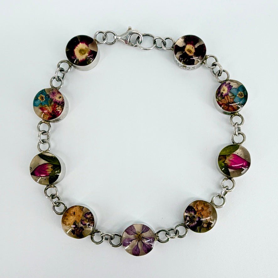 925 Sterling Silver Pressed Flower Bracelet