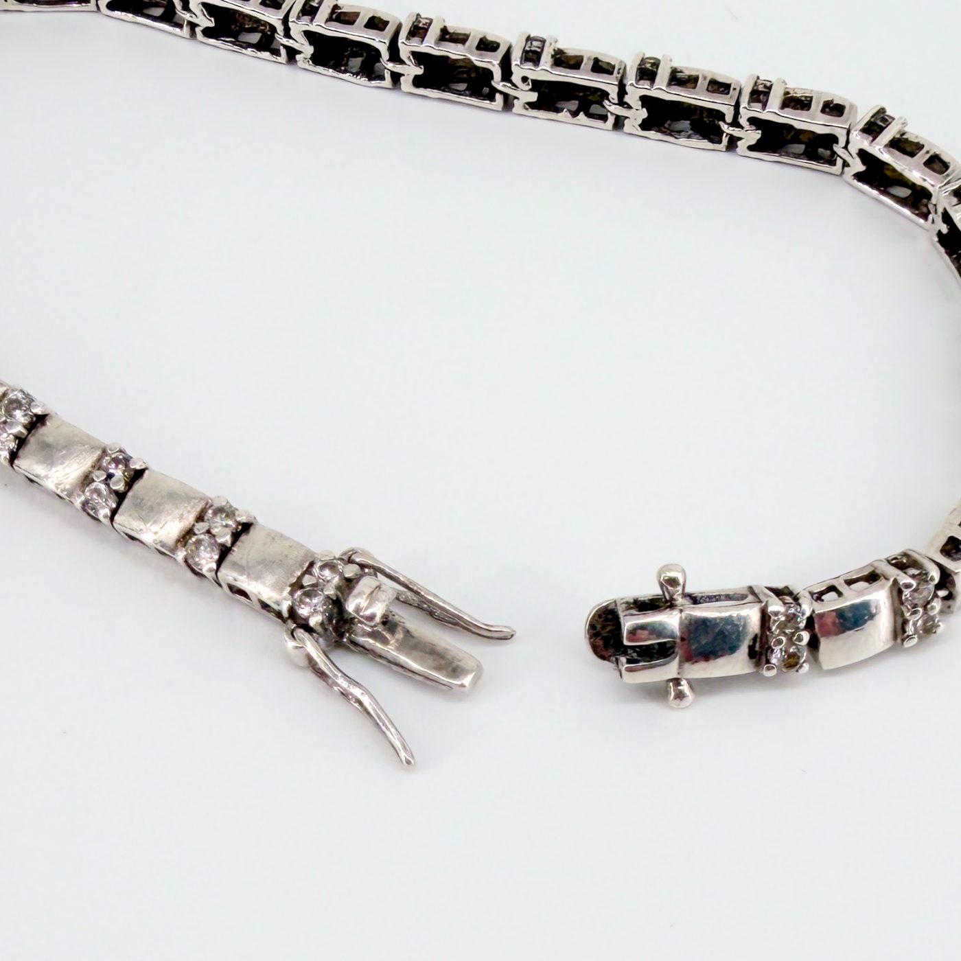 Vintage Silver and Clear Stone Bracelet, Hallmarked Sheffield - image 5