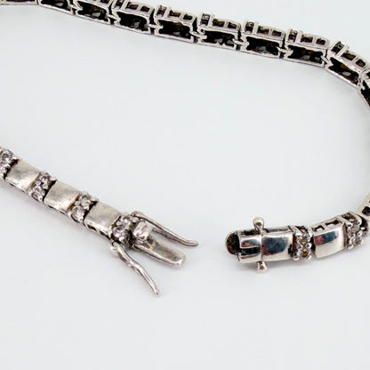 Vintage Silver and Clear Stone Bracelet, Hallmarked Sheffield - image 5