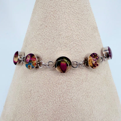 925 Sterling Silver Pressed Flower Bracelet