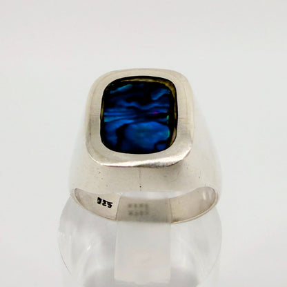 Vintage Sterling Silver & Abalone Handmade Ring – UK Size S - image 7