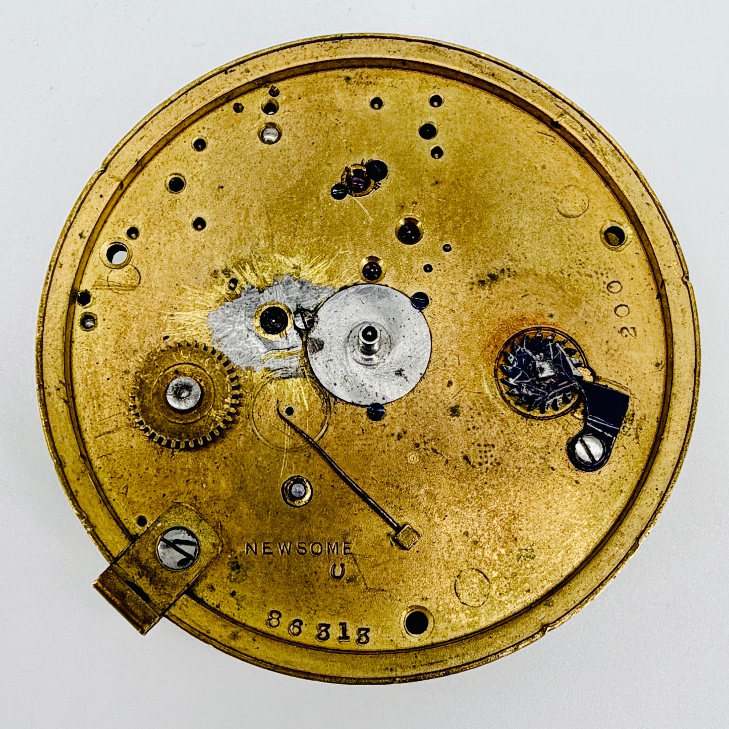 Antique Newsome Fusee Pocket Watch Movement – 49.2mm – Working Requires Service Repair