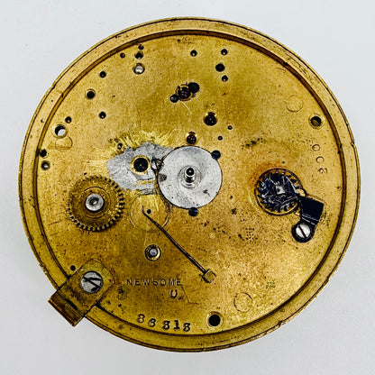 Antique Newsome Fusee Pocket Watch Movement – 49.2mm – Working Requires Service Repair