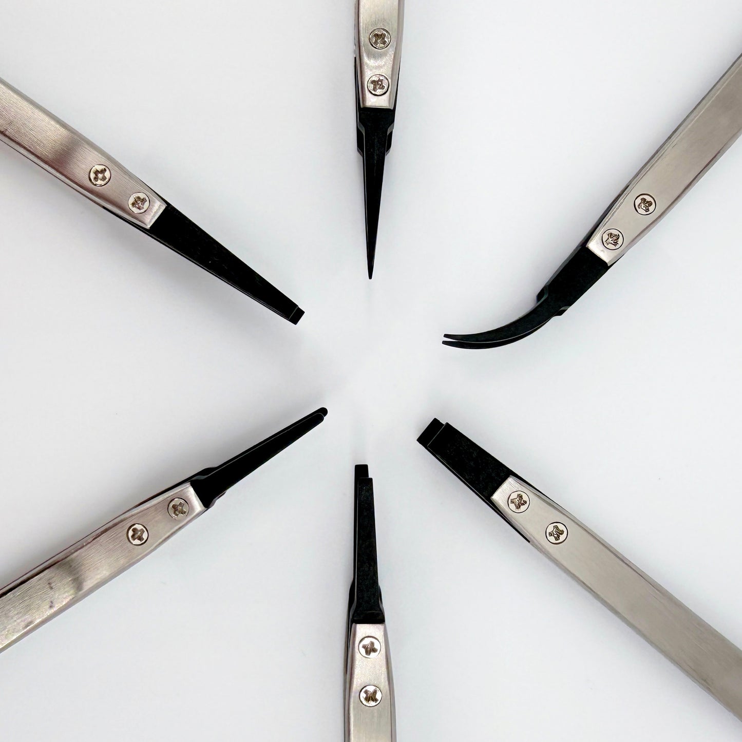 Set of 6 Precision Tweezers – Stainless Steel & Anti-Static Tips - Watchmaking, Electronics, Jewellery