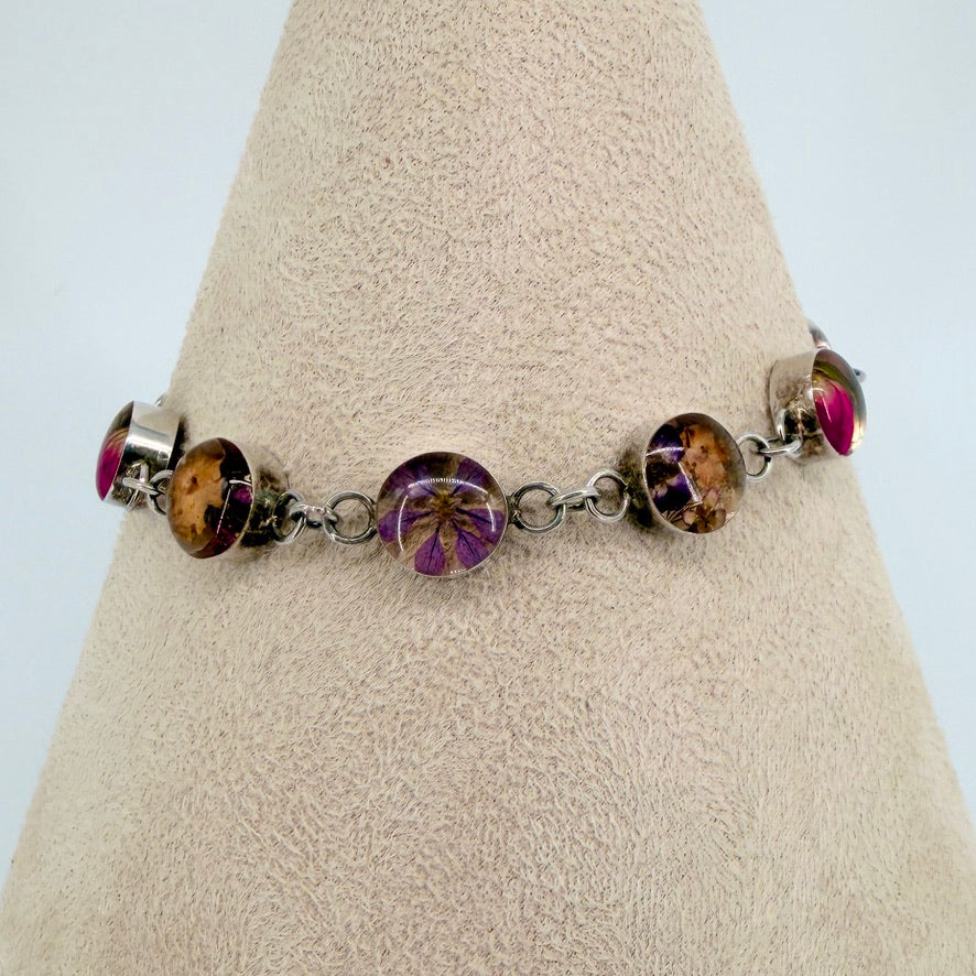 925 Sterling Silver Pressed Flower Bracelet